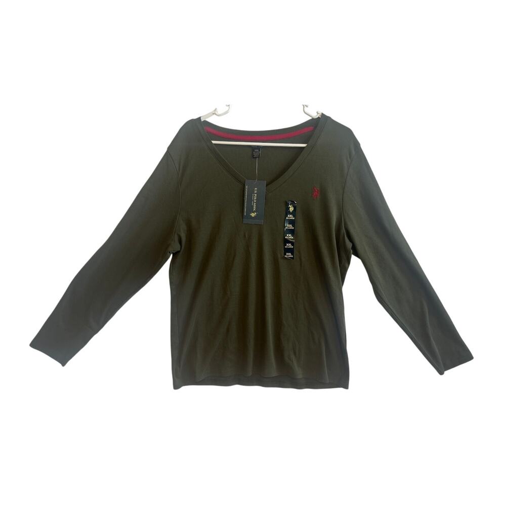 U.S. Polo Assn. Green V-Neck T-Shirt Tops for Women New